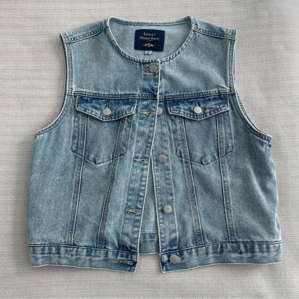 Light Blue Denim Vest by Ashley Vintage Charm